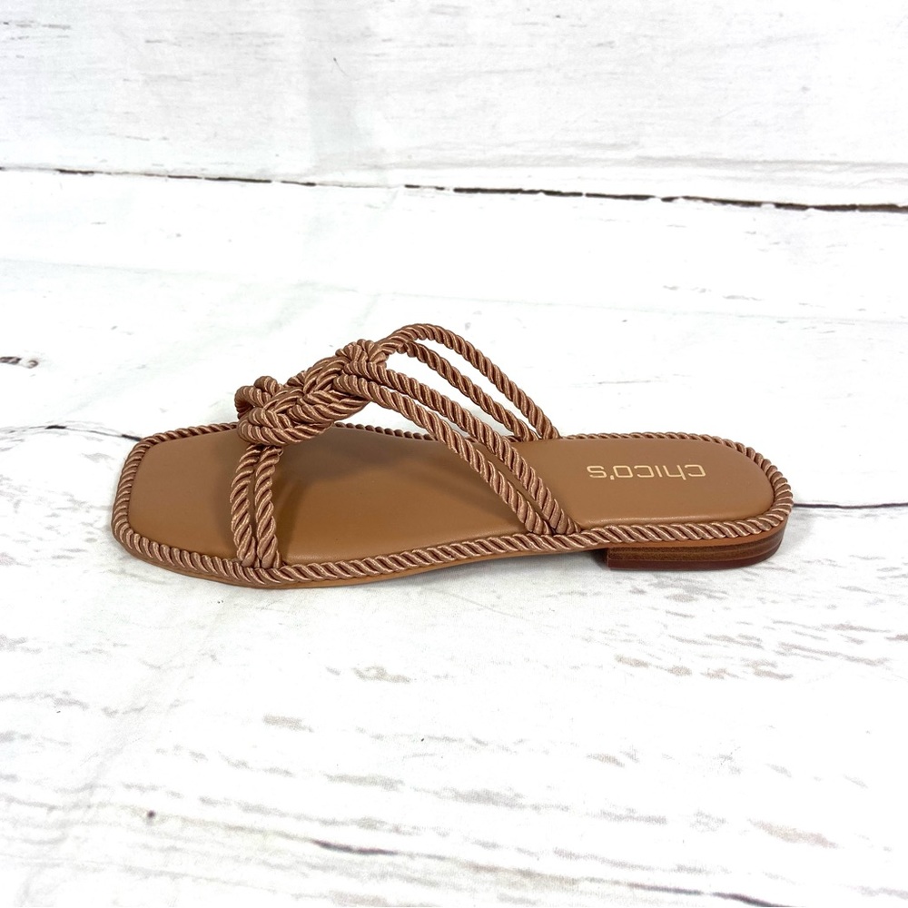 Chico’s Shoes Women's 8.5M Brown Knotted Sandals Slides Natural Athena.